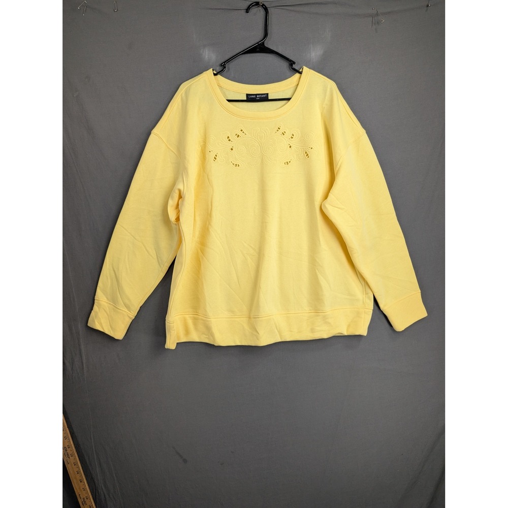 Lane Bryant Womens Yellow Eyelet Cutout Long Sleeve Sweatshirt 18/20